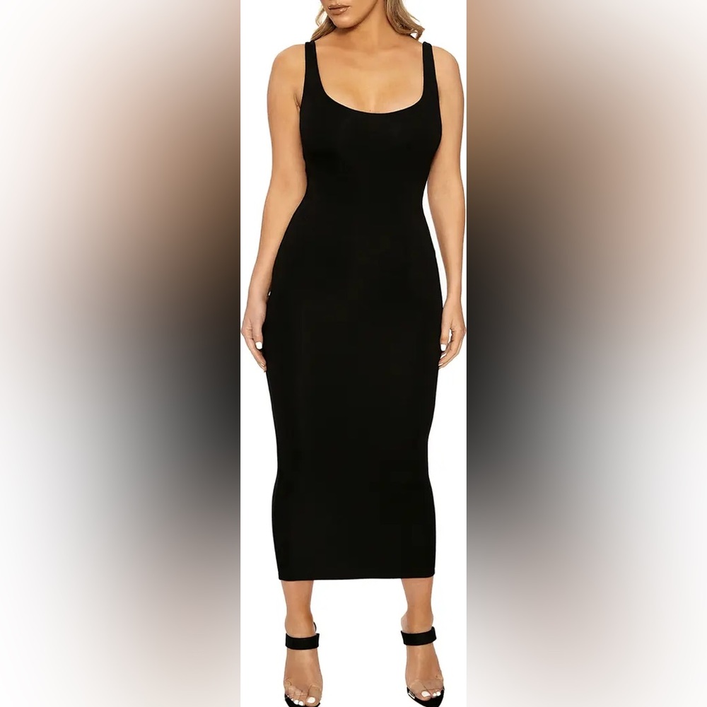 Naked Wardrobe - The NW Hourglass Midi Dress - Medium - Black